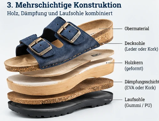KI-Illustration einer mehrschichtigen Schuhkonstruktion